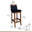 Ver imagem 2 de Kit 2 Banquetas Alta Estofadas com Encosto Milão 104 cm Madeira Maciça Suede Preto CCS