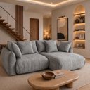 Ver imagem 1 de Sofá Cama Modular Orgânico Retrátil 3 Lugares com Almofadas 200cm Malibu