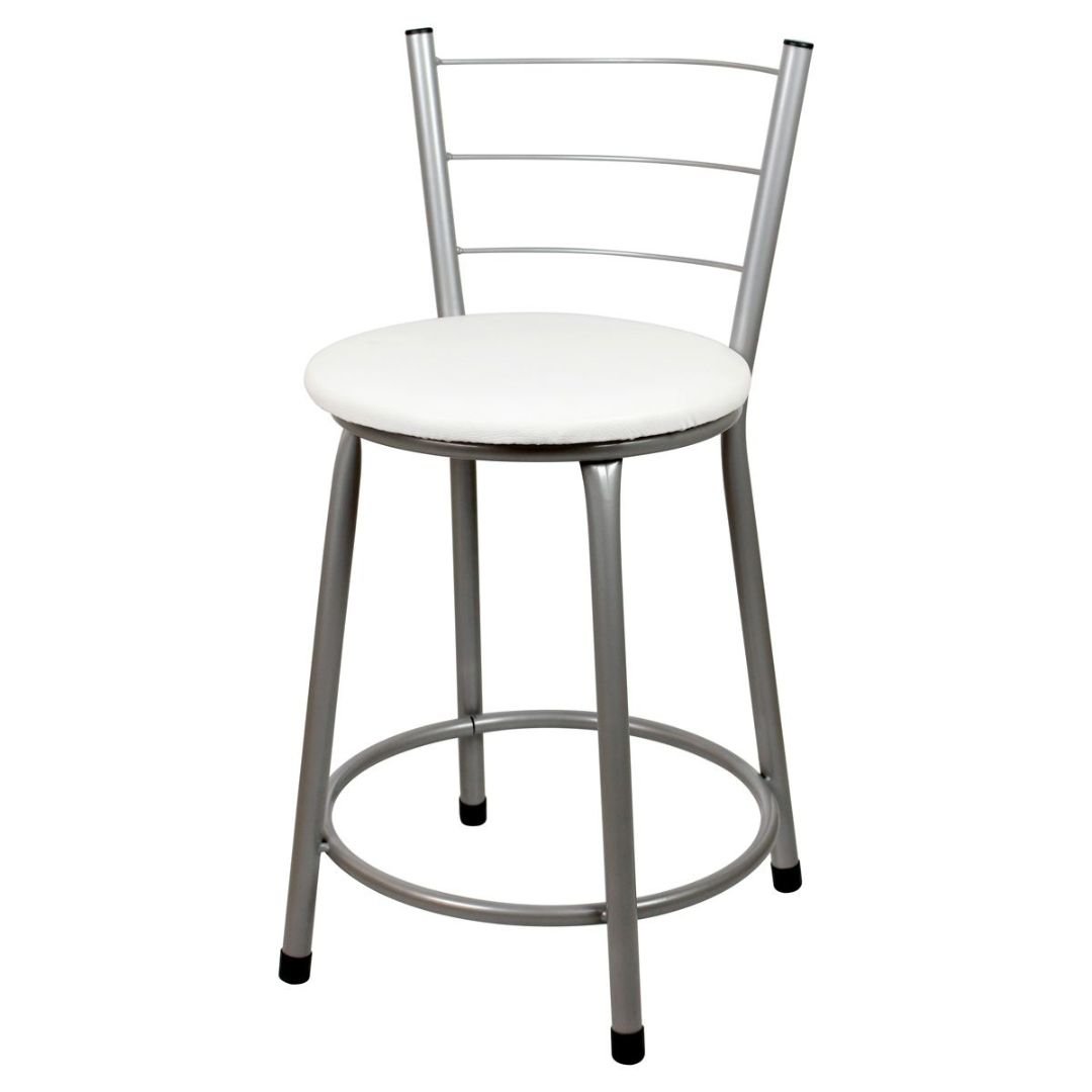 Banqueta Baixa para Cozinha Epoxi Cinza:branco