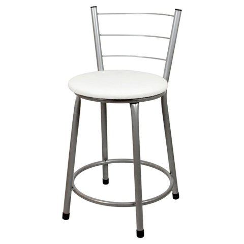 Banqueta Baixa para Cozinha Epoxi Cinza:branco