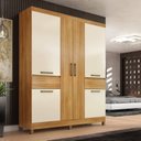 Ver imagem 1 de Guarda-Roupa Casal 6 Portas 159,6cm x 201cm Mauá Marrom/Cinamon/Off-White