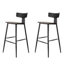 Ver imagem 1 de Kit 2 Banquetas Altas Analu Rivatti 100cm (alt) Assento Encosto Pp Preto Detalhe Pu Cinza Base Aço