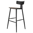Ver imagem 2 de Kit 2 Banquetas Altas Analu Rivatti 100cm (alt) Assento Encosto Pp Preto Detalhe Pu Cinza Base Aço