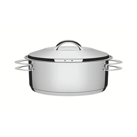 Caçarola Tramontina Solar Rasa em Aço Inox Fundo Triplo com Tampa e Alças 24 Cm 4,7 L Tramontina