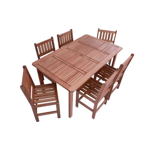 Conjunto em Madeira Maciça Mesa Retangular e 6 Cadeiras Western