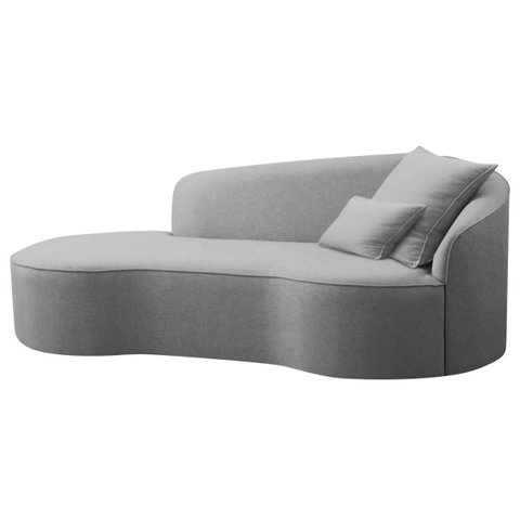 Divã Recamier Curvo Sala de Estar Inglaterra Lado Esquerdo 180cm Bouclé Cinza - Incasa Decor