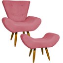 Ver imagem 1 de Kit Poltrona Decorativa Para Sala Recepção Escritório Consultório + Puff Emilia Suede