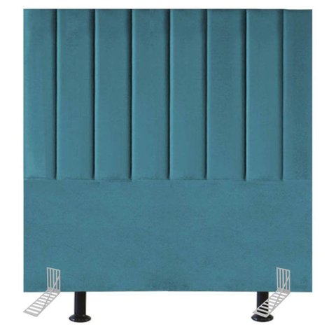 Cabeceira Estofada Cama Solteiro 100 Cm Luísa Suede e Frame Azul Turquesa