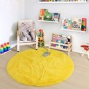 Ver imagem 1 de Tapete Saturs Shaggy Pelo Alto Amarelo Redondo 140 cm Tapete para Sala e Quarto