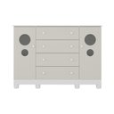 Ver imagem 7 de Cômoda Infantil 125cm 2 Portas com Vidro e 4 Gavetas Bombom Multimóveis Mp4465 Branco/off White