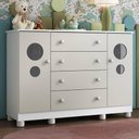Ver imagem 1 de Cômoda Infantil 125cm 2 Portas com Vidro e 4 Gavetas Bombom Multimóveis Mp4465 Branco/off White
