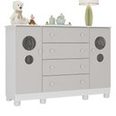 Ver imagem 2 de Cômoda Infantil 125cm 2 Portas com Vidro e 4 Gavetas Bombom Multimóveis Mp4465 Branco/off White