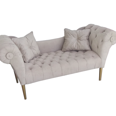 Namoradeira Recamier Sofá Decorativo 02 Lugares Dubai Bege - DL Decor