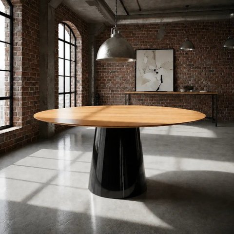 Mesa de Jantar Freijó 160x90cm - Base Cone Oval Preto