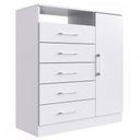 Ver imagem 2 de Cômoda Rubi 1 Porta 5 Gavetas Branco - Irm Móveis