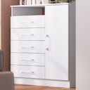 Ver imagem 1 de Cômoda Rubi 1 Porta 5 Gavetas Branco - Irm Móveis