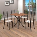 Ver imagem 1 de Conjunto de Mesa Tubular 70cm x 70cm Tampo em MDF com 4 Cadeiras Dany Preto/Arabesco/Txt