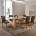 Ver imagem 4 de Mesa de Jantar Carolina 180cm Tampo MDF Vidro Canto Copo com 6 Cadeiras Lira