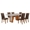 Ver imagem 1 de Mesa de Jantar Carolina 180cm Tampo MDF Vidro Canto Copo com 6 Cadeiras Lira