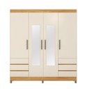 Ver imagem 4 de Guarda Roupa Casal Mônaco 4 Portas de Bater 6 Gavetas MDP com Espelho Cinamon Touch-Off White