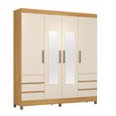 Ver imagem 2 de Guarda Roupa Casal Mônaco 4 Portas de Bater 6 Gavetas MDP com Espelho Cinamon Touch-Off White