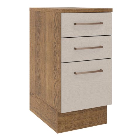 Balcão 40 Cm 3 Gavetas Rustic/crema Agata Madesa