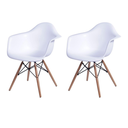 Ver imagem 1 de Conjunto com 2 Cadeiras Quarto Escritório Sala Charles Design Eames com Braços Eiffel Wood - Branca