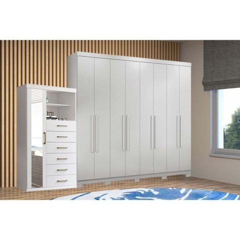 Guarda Roupa 2 Peças 1 Guarda Roupa + 1 Cômoda Qc145 Branco Santos Andirá