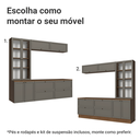 Ver imagem 6 de Estante Sala de Estar com Rack + Cristaleira 230cm Rustic/cinza Vik Madesa 01