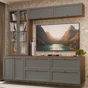 Ver imagem 1 de Estante Sala de Estar com Rack + Cristaleira 230cm Rustic/cinza Vik Madesa 01