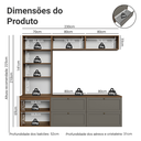 Ver imagem 4 de Estante Sala de Estar com Rack + Cristaleira 230cm Rustic/cinza Vik Madesa 01