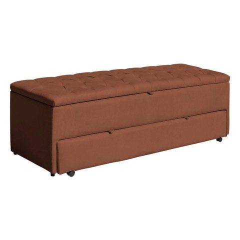 Calçadeira Baú Sapateira 140cm Ayla Veludo Capitonê