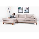 Ver imagem 1 de Sofa Living California 4 Lugares Chaise Lado Direito Revestido Linho Base Madeira:Champagne