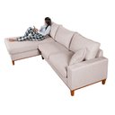 Ver imagem 3 de Sofa Living California 4 Lugares Chaise Lado Direito Revestido Linho Base Madeira:Champagne