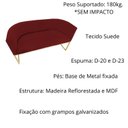 Ver imagem 2 de Namoradeira Poltrona Decorativa Luana Suede Bordo com Base Dourada - Fm