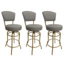 Ver imagem 1 de Banqueta Bar Altura 65cm Giratória com Encosto cor Dourado fosco Assento cor linho Cinza grosso Kit 