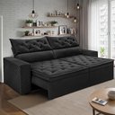 Ver imagem 1 de Sofá Retrátil e Reclinável 2,30m Essence Velusoft Preto Cama Inbox