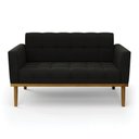 Ver imagem 6 de Poltrona Namoradeira Decorativa Karen Pés Fixo em Madeira Castanho Suede Preto G19 - Gran Belo