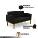 Ver imagem 3 de Poltrona Namoradeira Decorativa Karen Pés Fixo em Madeira Castanho Suede Preto G19 - Gran Belo