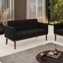 Ver imagem 1 de Poltrona Namoradeira Decorativa Karen Pés Fixo em Madeira Castanho Suede Preto G19 - Gran Belo