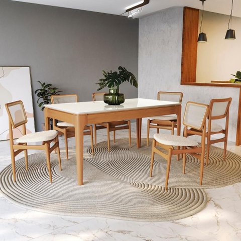 Conjunto Sala de Jantar Madeira Maciça 6 Cadeiras Kappesberg