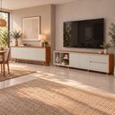 Ver imagem 1 de Conjunto Rack + Buffet Premium Rack Off White/Naturalle Buffet Off White/Naturalle Mavaular