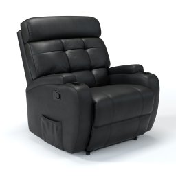 Poltrona do Papai Reclinável em Corino Importado Cor Preto Reclinação Manual - Modelo Florença - 1