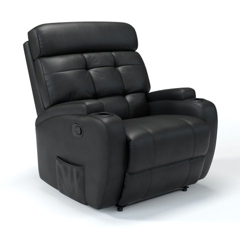 Poltrona do Papai Reclinável em Corino Importado Cor Preto Reclinação Manual - Modelo Florença