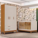 Ver imagem 2 de Jogo de Quarto Infantil Flip Guarda Roupa 3 Portas e Berço Americano Areia Fosco/savana - Reller M
