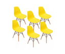 Ver imagem 1 de Kit 6 Cadeiras Charles Eames Eiffel Amarela Base Madeira Sala Cozinha Jantar - Bering