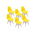 Ver imagem 1 de Kit 6 Cadeiras Charles Eames Eiffel Amarela Base Madeira Sala Cozinha Jantar - Bering