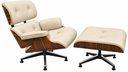 Ver imagem 2 de Poltrona Charles Eames com Puff - Couro Legitimo Off White 149- Pau-Ferro