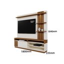Ver imagem 3 de Home Mariana 1,80m Tv 55" Painel Ripado Nichos e Led - Off White / Amendoa