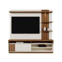 Ver imagem 2 de Home Mariana 1,80m Tv 55" Painel Ripado Nichos e Led - Off White / Amendoa